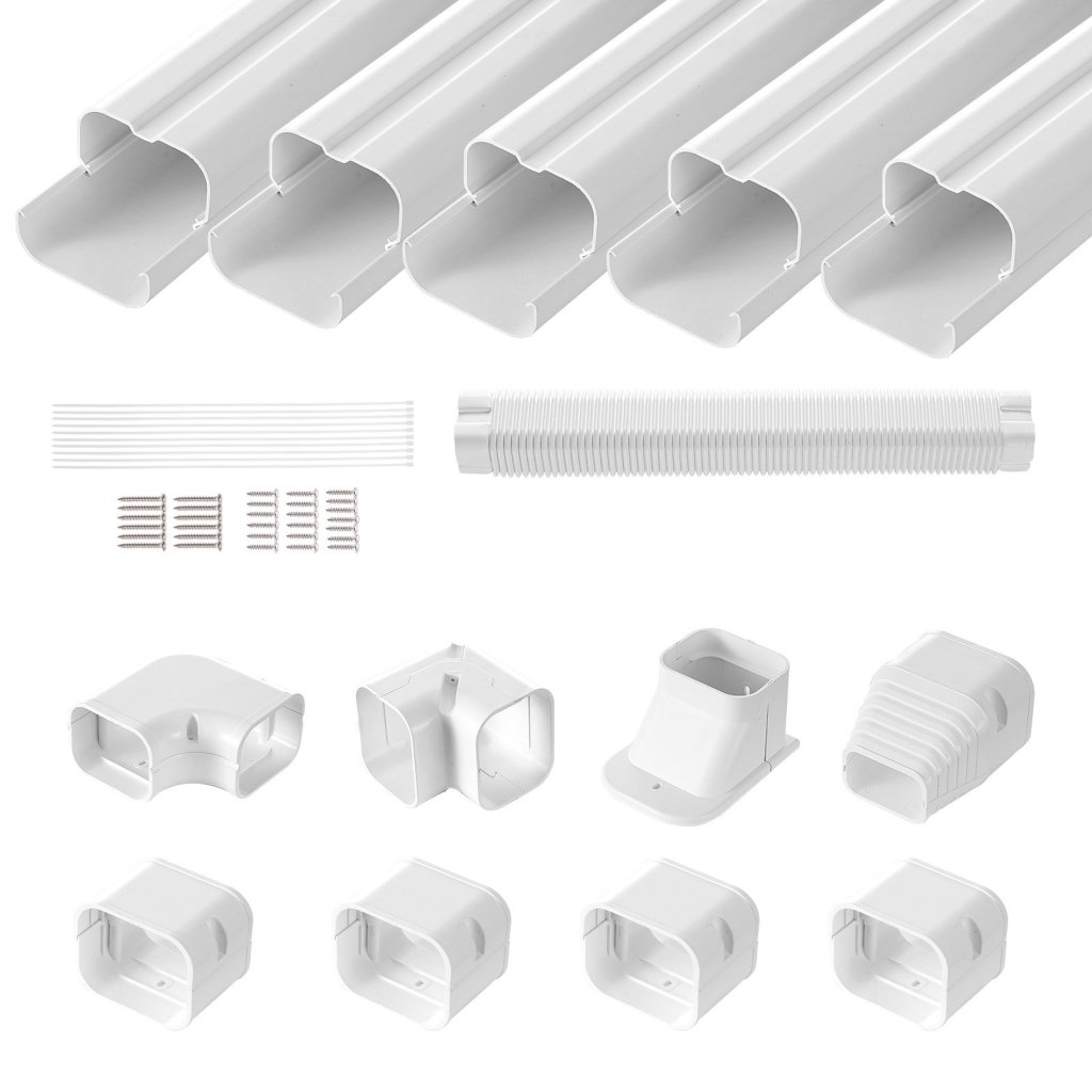 30594_kryt-mini-rozdelovaciho-potrubi-76-2-mm-sirka-3110-mm-delka--dekorativni-pvc-kryt-potrubi-pro-klimatizaci-s-5-rovnymi-kanaly-a-kompletnimi-komponenty--snadna-instalace--natiratelny-pro-tepelna-cerpadla--bily