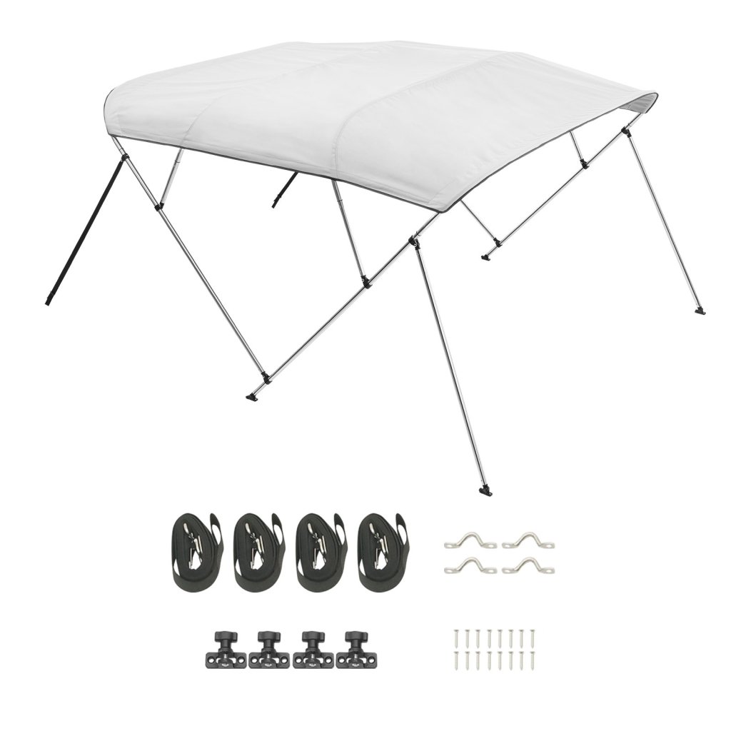 Bimini top na 4 dzioby łodzi, długość 96" x szerokość (85-90") x wysokość 54" (h) - jasnoszary