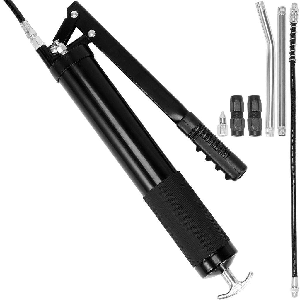MAIN_34827_mazaci-lis--maximalni-pracovni-tlak-10-000-psi--objem-20-oz-600-cc--sada-pro-vysoce-vykonny-mazaci-lis-s-pakovym-mechanismem--obsahuje-flexibilni-hadici-18-5-palce--2-cerne-ploche-spojky-a-1-rovnou-kovovou-trubku