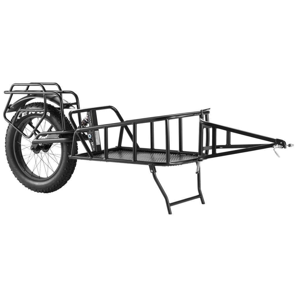 Przyczepka rowerowa, ładowność 32,6 kg, wytrzymała przyczepka rowerowa, kompaktowa przestrzeń do przechowywania i konstrukcja szybkozłączki z uniwersalnym drążkiem holowniczym, koła 50 cm, pasuje do większości kół rowerowych, rama ze stali węglowej