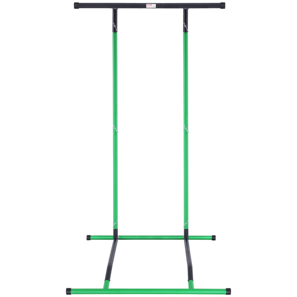 37251-10_power-tower-dip-station--stojan-na-hrazdu-s-nastavitelnou-vyskou-ve-2-urovnich--multifunkcni-posilovaci-vybaveni--posilovaci-zarizeni-do-domaci-posilovny--nosnost-100-kg--cerna-a-zelena