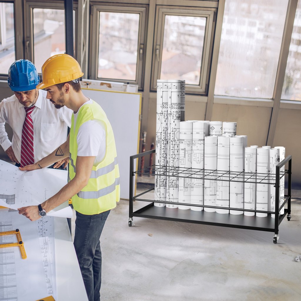 Mobilní držák souborů role pro architekturu kovový 50 slotů