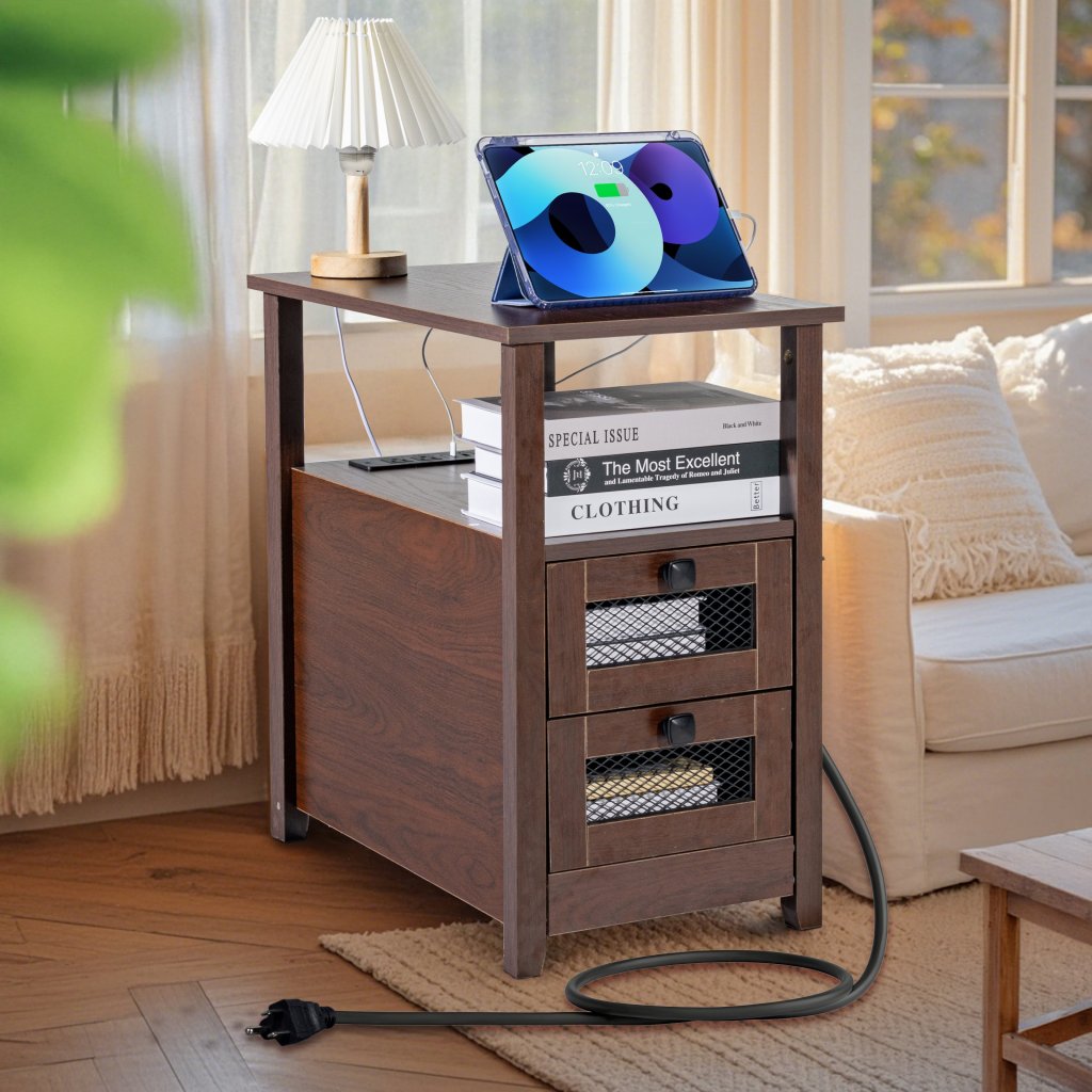MAIN_29829-4_farmhouse-end-table-uzky-nocni-stolek-s-usb-porty-a-zasuvkami-hnedy