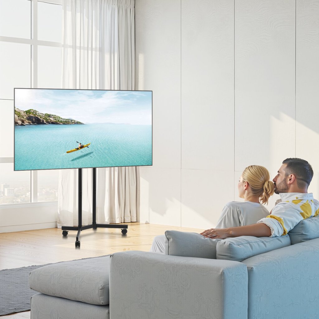 Mobilny stojak pod TV, mobilny wózek pod TV, nośność do 38 kg, do ekranów o przekątnej 32-65 cali