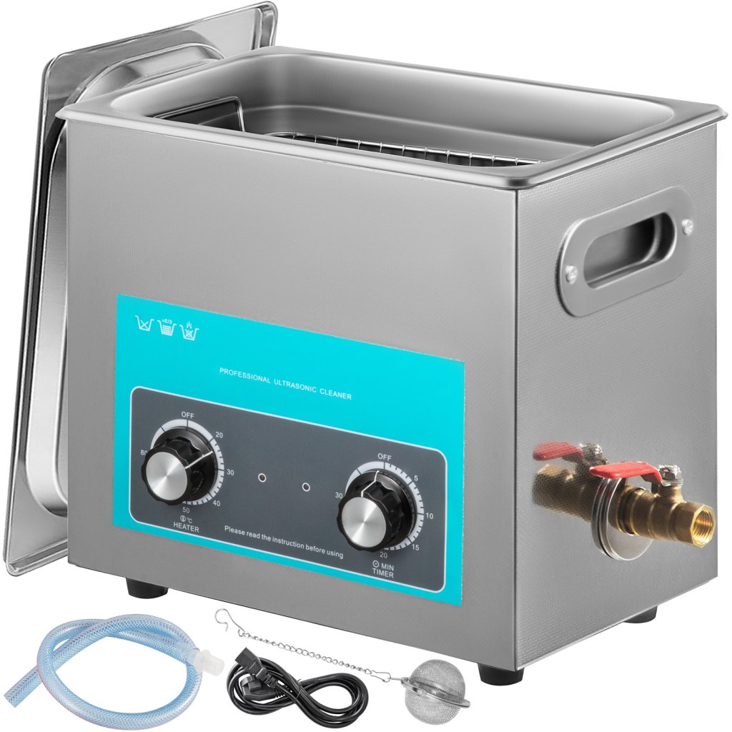 VEVOR 6,5L ultradźwiękowy środek czyszczący do biżuterii z podgrzewaczem Timer do czyszczenia biżuterii Pokrętło do kontroli okularów Pierścienie do okularów Protezy zębowe Instrumenty muzyczne
