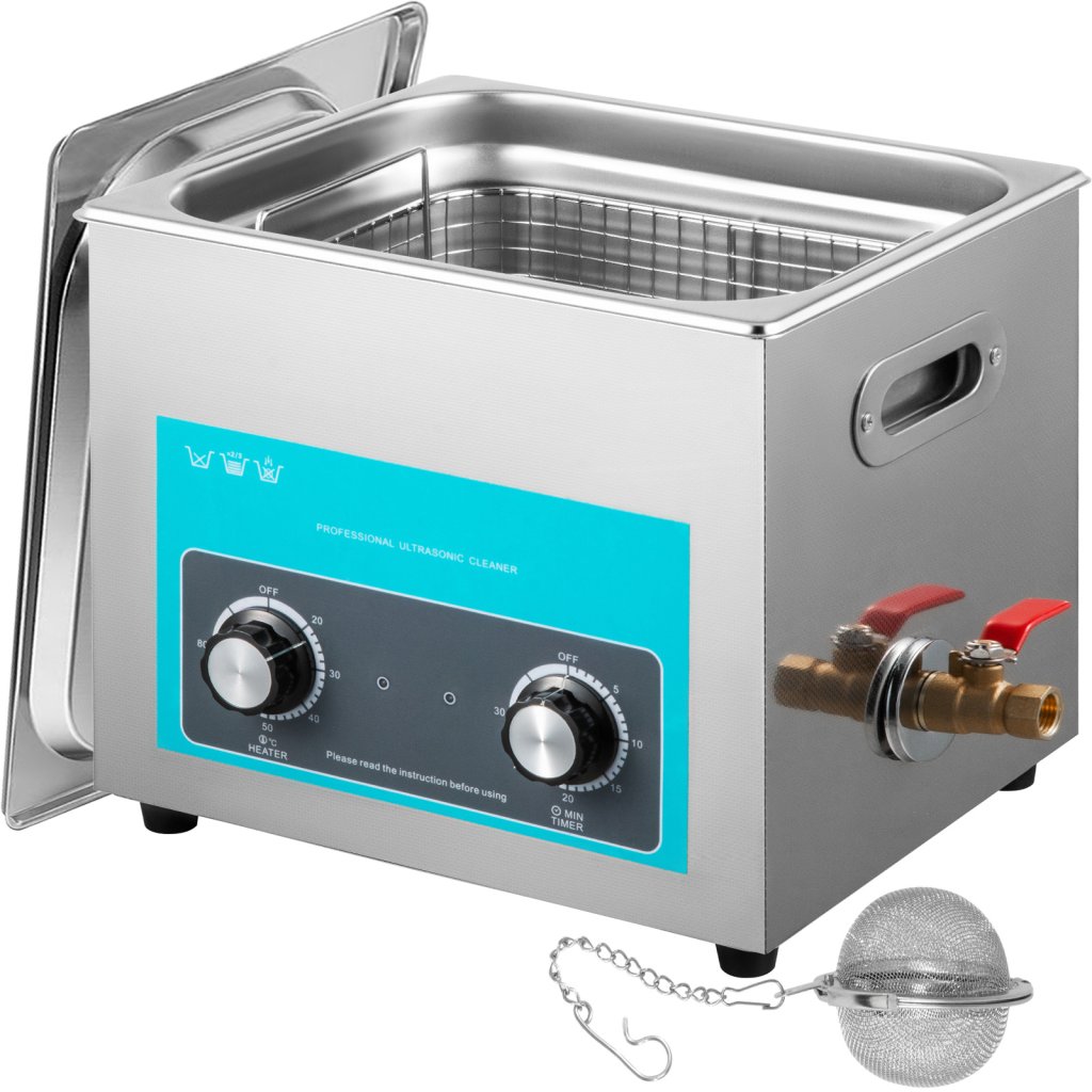 VEVOR 10L Ultradźwiękowy środek czyszczący do biżuterii z podgrzewaczem Timer do czyszczenia biżuterii Pokrętło do kontroli okularów Pierścienie do okularów Protezy zębowe Instrumenty muzyczne