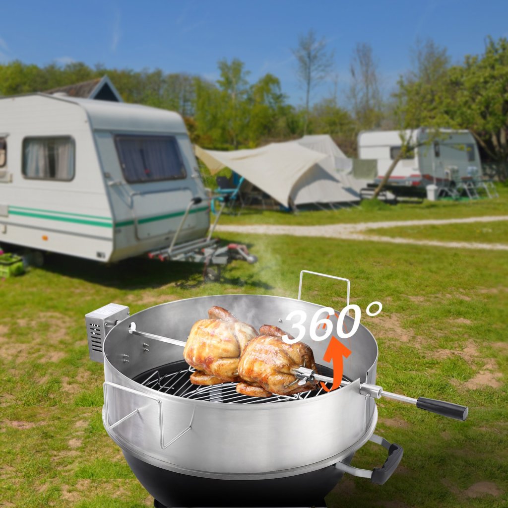 Zestaw pierścieni do rożna BBQ do 22-calowego grilla węglowego ze stali nierdzewnej