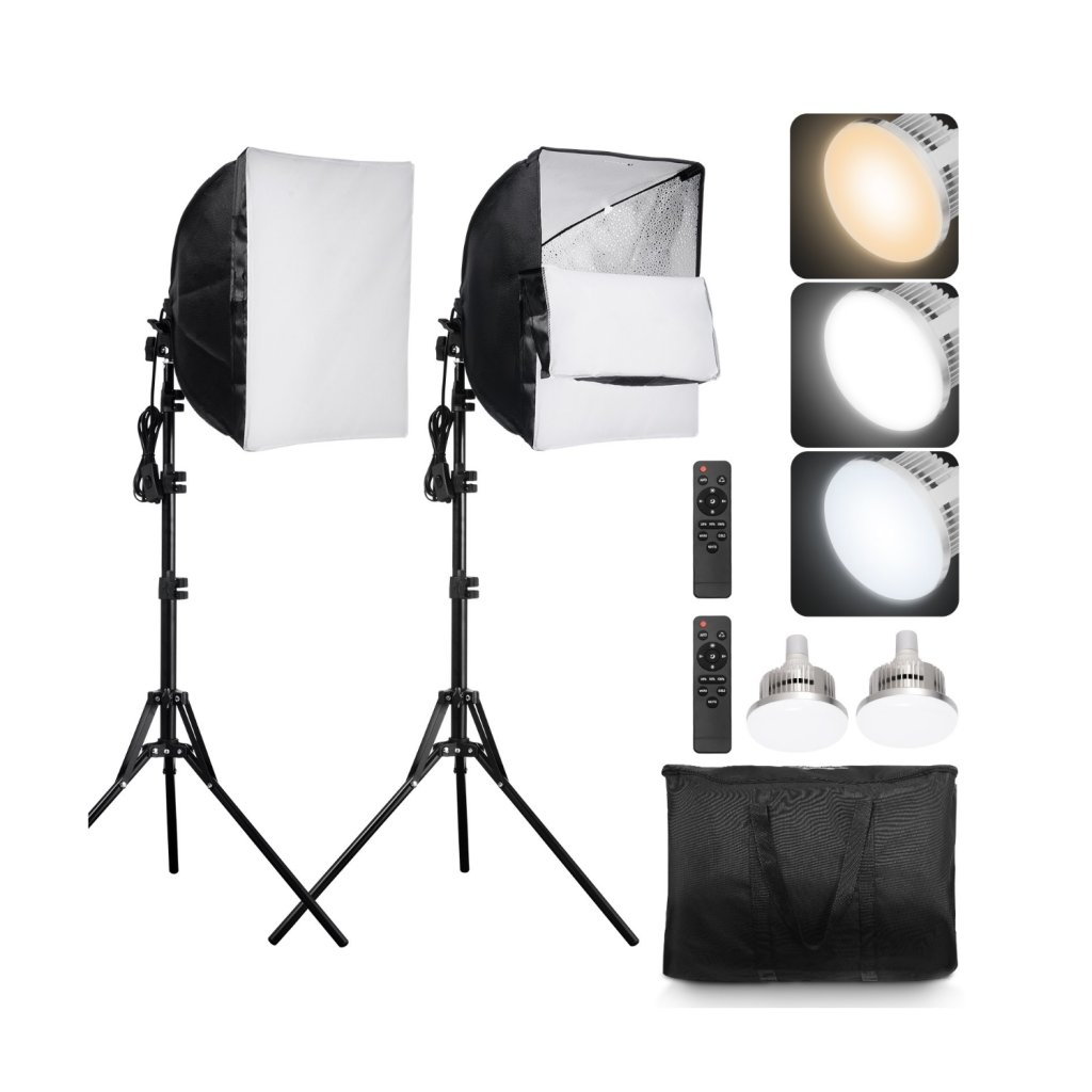 Zestaw oświetleniowy Softbox 16" x 16" 3000-6500K regulowany do fotografowania