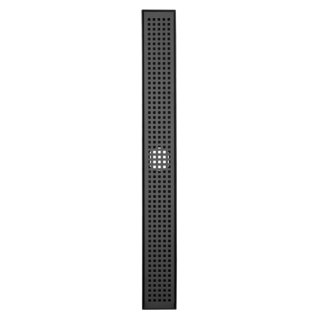 31068-8_linearni-sprchovy-odtok-610-mm-s-rostem-s-ctvercovym-vzorem--obdelnikovy-sprchovy-odtok-z-kartacovane-nerezove-oceli-304--elegantni-linearni-odtok-s-vlasovym-sitkem--matna-cerna