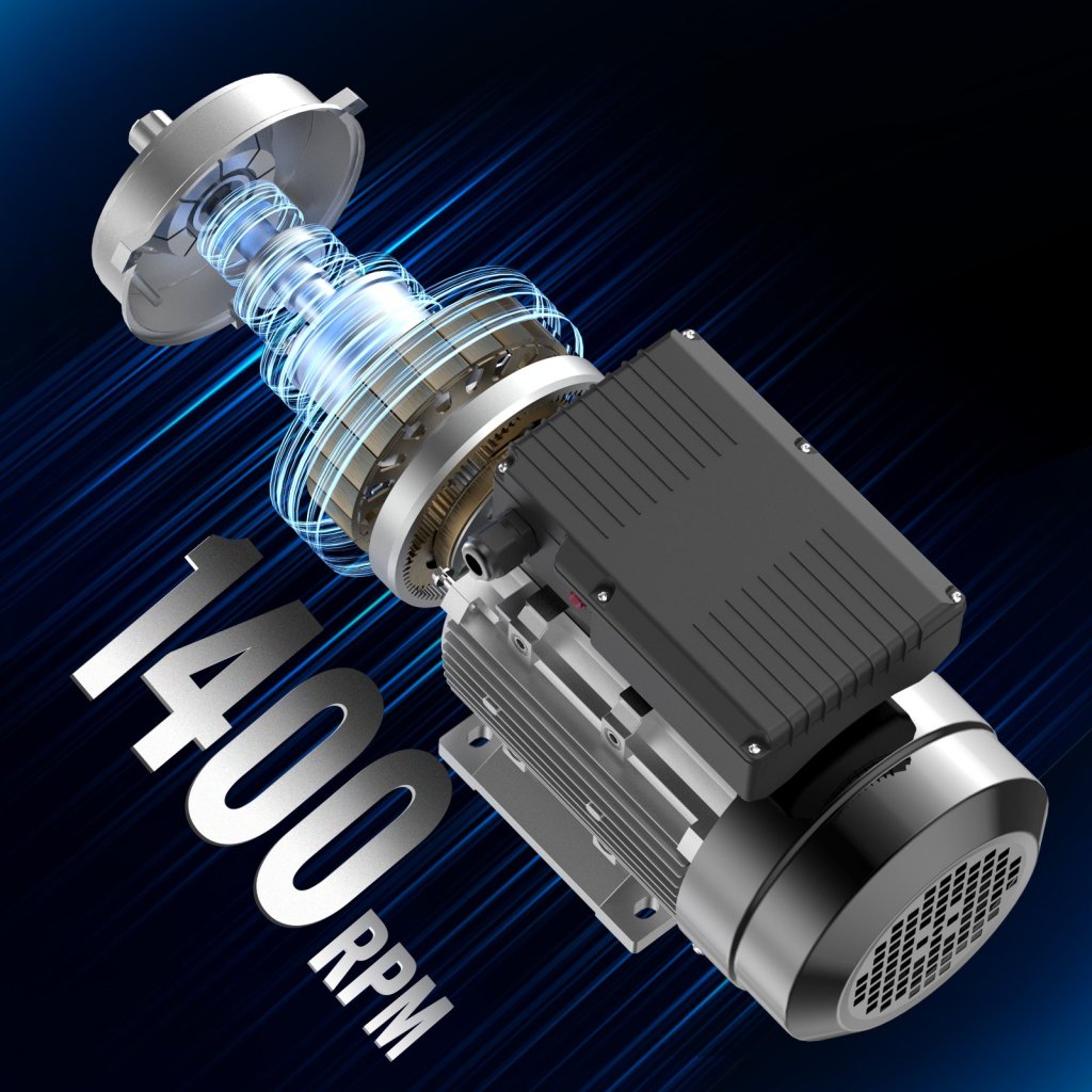 Elektromotor 1,1 kW 1400 ford./perc. AC 220~240 V 7,5 A 1 fáze 24mm hřídel s perem