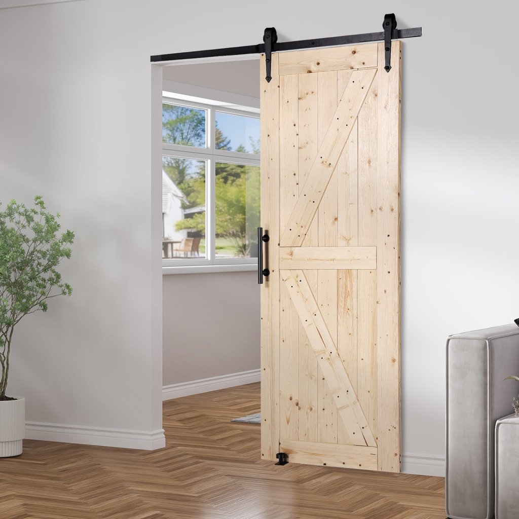 Zestaw drzwi do stodoły 30" x 84" i osprzętu Zestaw drzwi przesuwnych do stodoły Smoothly Wood