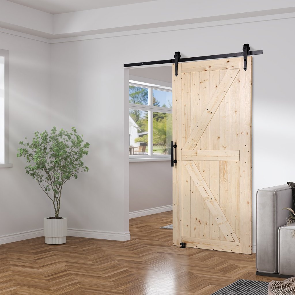 Zestaw drzwi do stodoły 36" x 84" i osprzętu Zestaw drzwi przesuwnych do stodoły Smoothly Wood