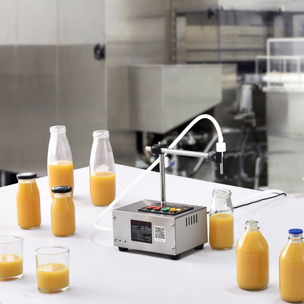 Maszyna do napełniania płynów, pojemność napełniania 10-4000 ml, automatyczna maszyna do napełniania butelek, sterowanie cyfrowe do mleka, wody, wina, napojów, sosu sojowego, octu, alkoholu (pojedyncza dysza)