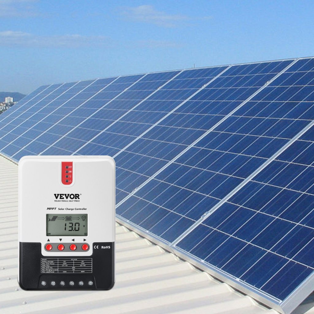 Regulator ładowania słonecznego z wyświetlaczem LCD i czujnikiem temperatury
