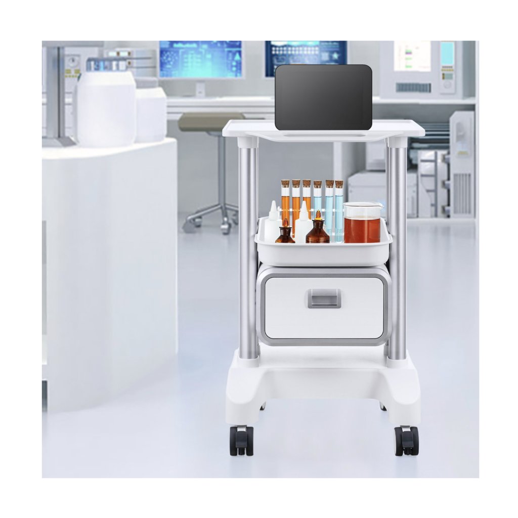 MAIN_29418-4_2patrove-laboratorni-voziky-mobilni-lekarsky-vozik-s-1-zasuvkou-a-1-hornim-zasobnikem-bily