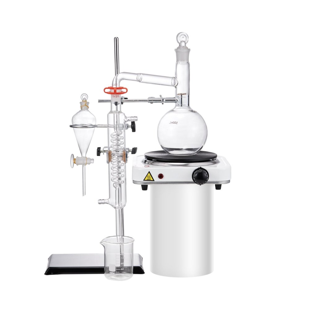 29472-1_sada-na-destilaci-esencialniho-oleje--500-ml-destilacni-pristroj--3-3-sada-na-destilaci-skla-boro-lab-s-1000w-topnou-deskou-a-24--40-spoji--sada-33-kusu