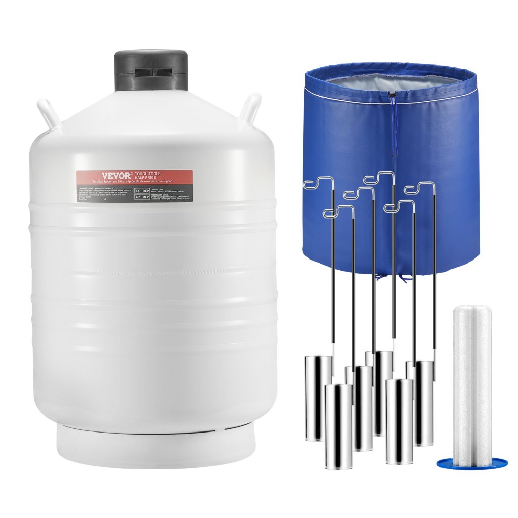Zbiornik na ciekły azot 30 l ze stopu aluminium, pojemnik LN2, naczynie Dewara, 6 kanistrów