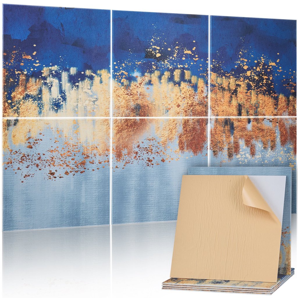 Zestaw 6 paneli akustycznych artystycznych 23,6 x 23,6 cala, samoprzylepne, do użytku domowego Pastele