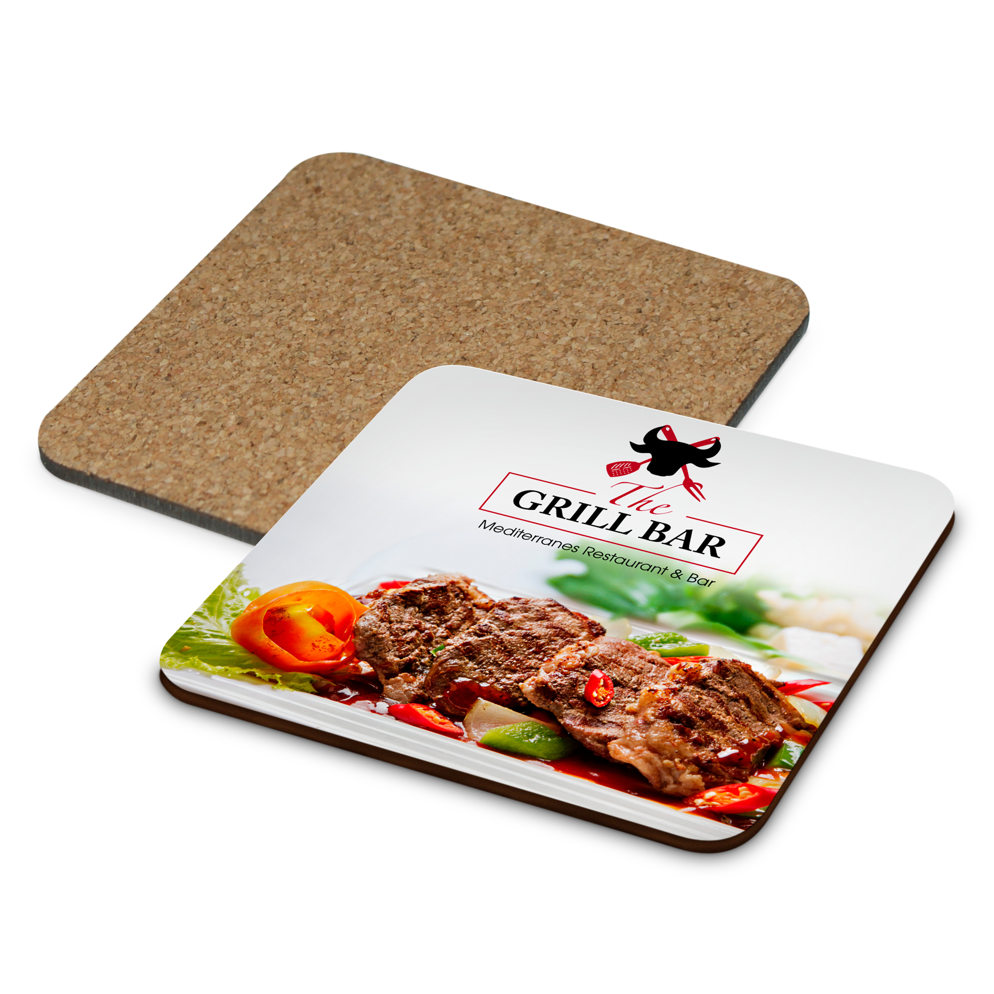 Podkładka Sublistar® MDF, 95 x 95 x 3 mm, korek z tyłu, kolor biały błyszczący, 50 szt./karton