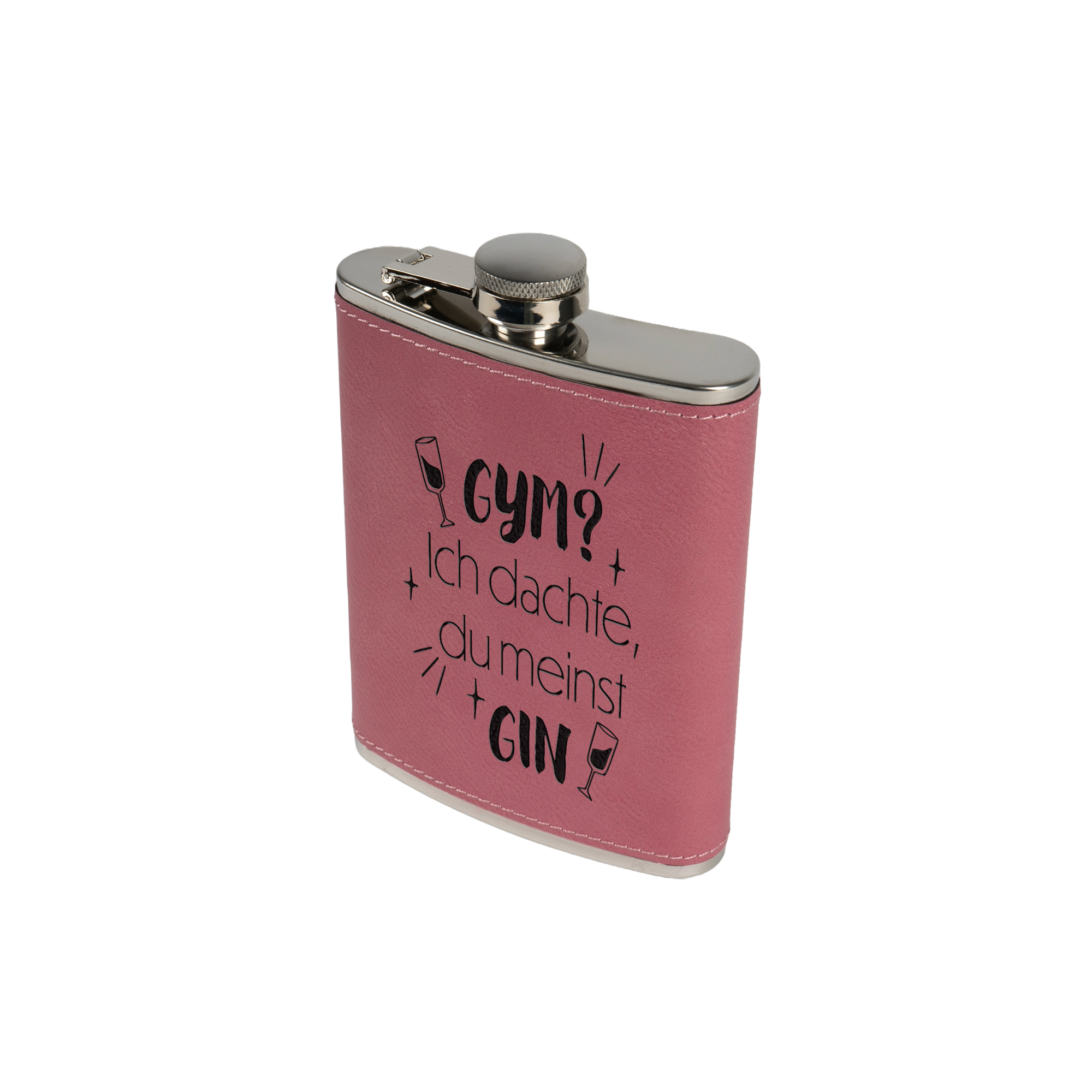 Laserová placka z nerezové oceli s potahem z imitace kůže 6oz/177 ml, 96 x 110 x 23 mm, různé barvy