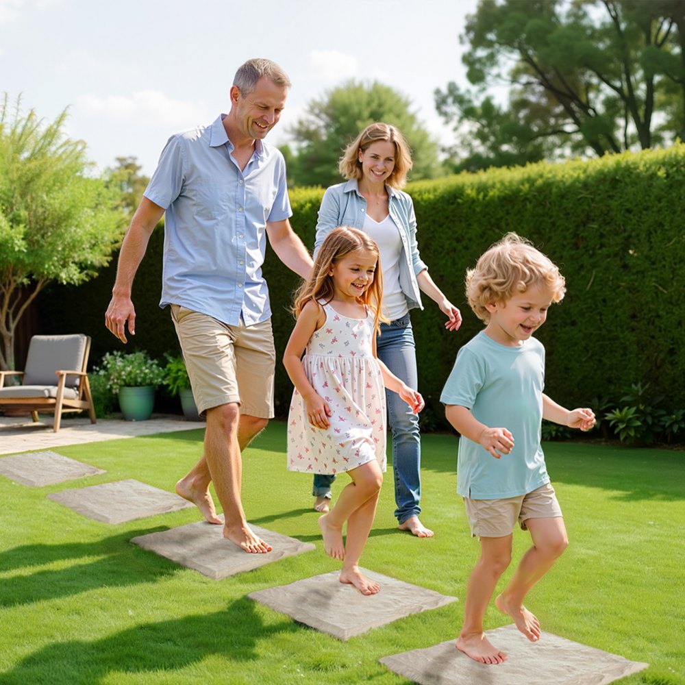 Záhradné nášľapné kamene, 8 ks 39,5 x 39,5 cm, Dekoratívne nášľapné kamene s kolíkmi, Vodotesné plastové dlažobné kocky, Hladký povrch, Vonkajší chodník pre záhradnú záhradu, Béžová